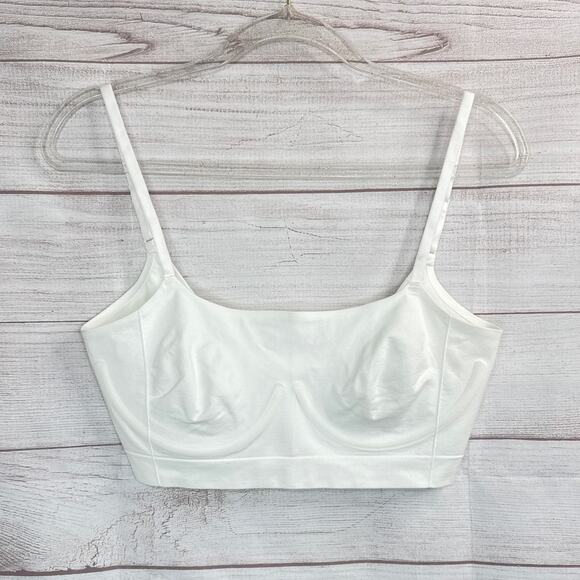 New Free People Intimately White Bonded Underwire Square Neck Bra Top Size Small - Picture 1 of 5